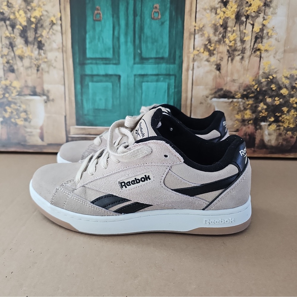 Reebok Comfort Footbed Ortholite Tennis Shoes Black Tan Suede Women's Size 9